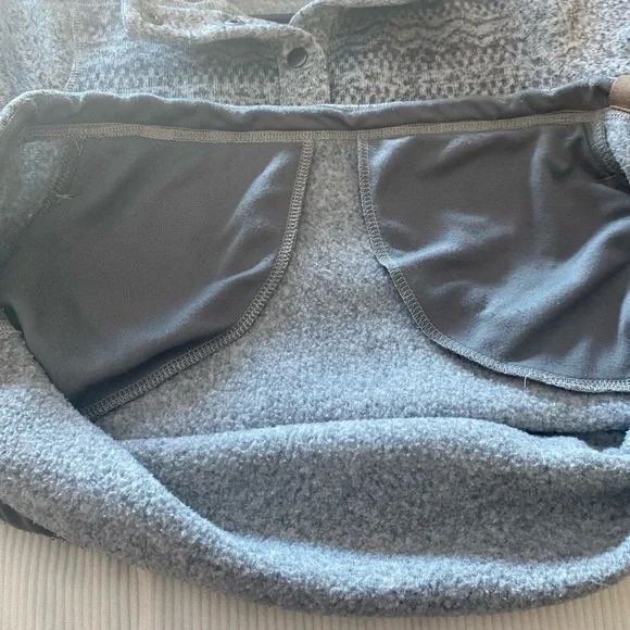 Life Gray Fair Isle Fleece Pullover Hoodie Button Women's Sweatshirt Large - Picture 10 of 13